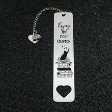1 pieza Marcadores de libros personalizados de gato de acero inoxidable, regalos de marca libros para amantes de la lectura, regalos de cumpleaños para amigos, material escolar de papelería - 1 marcador - Ver 4
