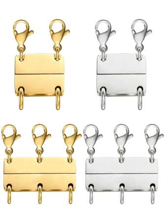 Layered Magnetic Necklace Clasp, 18K Gold And Silver Separator Stackable Clasp For Necklace Separation And Extension