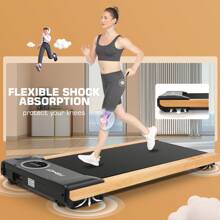 FUNMILY Walking Pad With Incline, Wooden Frame Under Desk Treadmill With Smart App & Remote Controlled, Walking Pad Treadmill 300 Lb Capacity, Portable Treadmill With LED Touchscreen For Home Office - Black - View 7