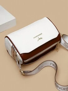 新款時尚萬用單肩包，經典對比色，復古精緻，高端城市手提斜挎包，油蠟皮革女士包，適用於通勤、日常購物和旅行，波士頓包工作 - 白色 - 查看 6