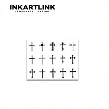 INKARTLINK Tatouage semi-permanent avec la technologie révolutionnaire INKARTLINK, style K-pop coréen, toile d'araignée, tatouage temporaire de croix, tatouage botanique à la main, tatouage petit et faux étanche pour un look réaliste
