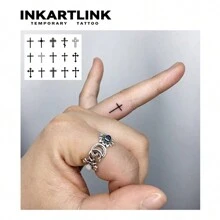 INKARTLINK Tatouage semi-permanent avec la technologie révolutionnaire INKARTLINK, style K-pop coréen, toile d'araignée, tatouage temporaire de croix, tatouage botanique à la main, tatouage petit et faux étanche pour un look réaliste