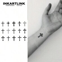 INKARTLINK Tatouage semi-permanent avec la technologie révolutionnaire INKARTLINK, style K-pop coréen, toile d'araignée, tatouage temporaire de croix, tatouage botanique à la main, tatouage petit et faux étanche pour un look réaliste