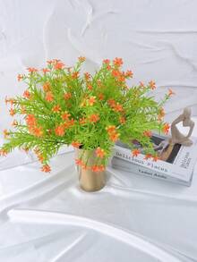 4入組13.78英寸人造小花魁花束，戶外防紫外線塑料灌木綠植物，家居室內外掛花盆庭院農舍裝飾 - 紅色魚腥草把束 - 查看 7