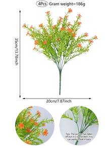 4入組13.78英寸人造小花魁花束，戶外防紫外線塑料灌木綠植物，家居室內外掛花盆庭院農舍裝飾 - 紅色魚腥草把束 - 查看 2