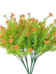 4入組13.78英寸人造小花魁花束，戶外防紫外線塑料灌木綠植物，家居室內外掛花盆庭院農舍裝飾 - 紅色魚腥草把束 - 查看 9