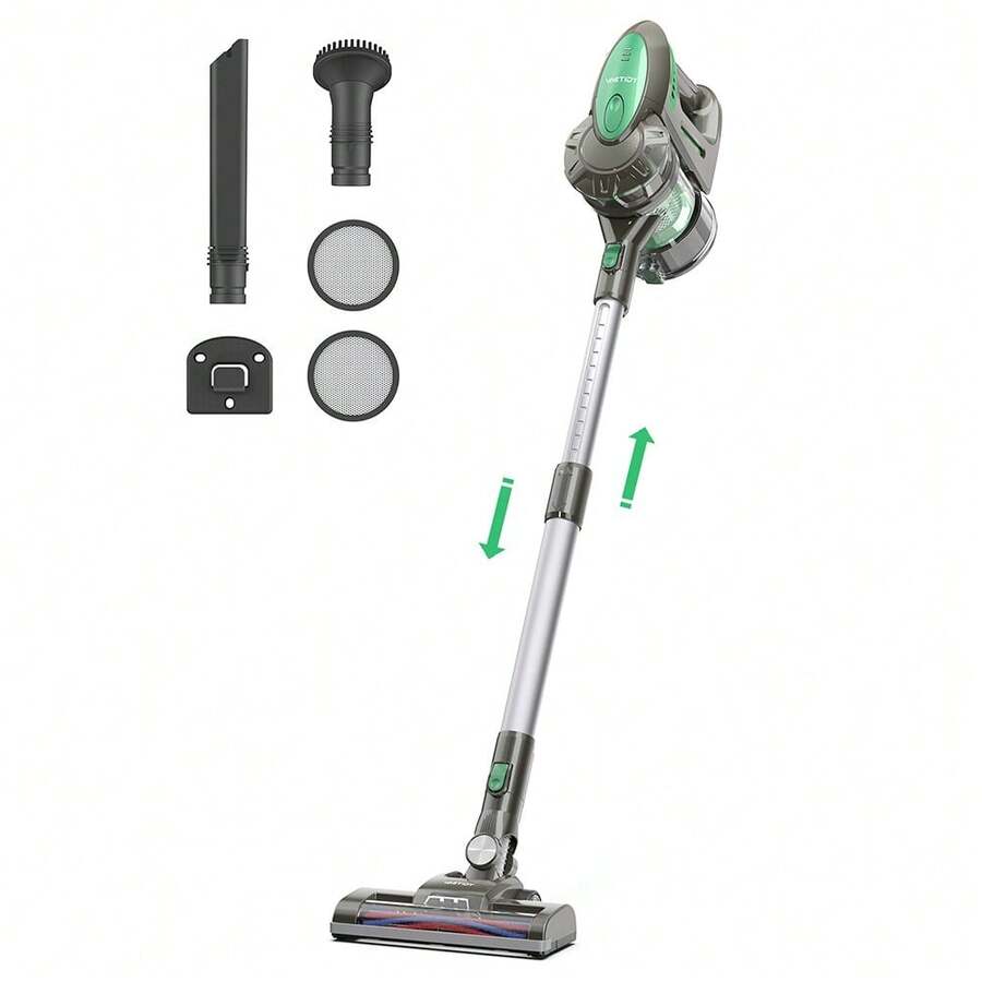 Vactidy Cordless Stick Vacuum Cleaner, 20KPa Powerful Cordless Vacuum Cleaner, LED Electric Brush Head, Removable Battery, 35 Minutes Runtime Removable Battery, Cheap 4 In 1 Stick Vacuum Cleaner For Hard Carpets, Pet Hair, V8 - Black+Green - View 1