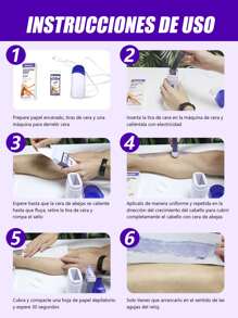 Kit de Depilación Profesional Completo con Cera Depiladora - Práctico y Eficaz Depilado - Para Todo Tipo de Piel - Óptimo para Uso Doméstico y Salones de Belleza - Consigue una Piel Suave y Radiant.4-piece set * depilatory casting roller+wax+100 wax skins - Azul - Ver 8