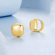 bamoer 1 Par Brincos de Argola Quadrada Grossa Delicada de Prata Esterlina 925 com Banho em Ouro 18K Hipoalergênico e Leve Para Mulheres, Joia Fina Presente