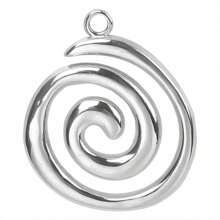 5pcs/Pack Simple Stainless Steel Geometric Round Spiral Decor DIY Jewelry Making Pendant, Necklace & Earring, 18K Gold Plated Vacuum Coating Silver Jewelry Making Accessory - S1130 - View 11