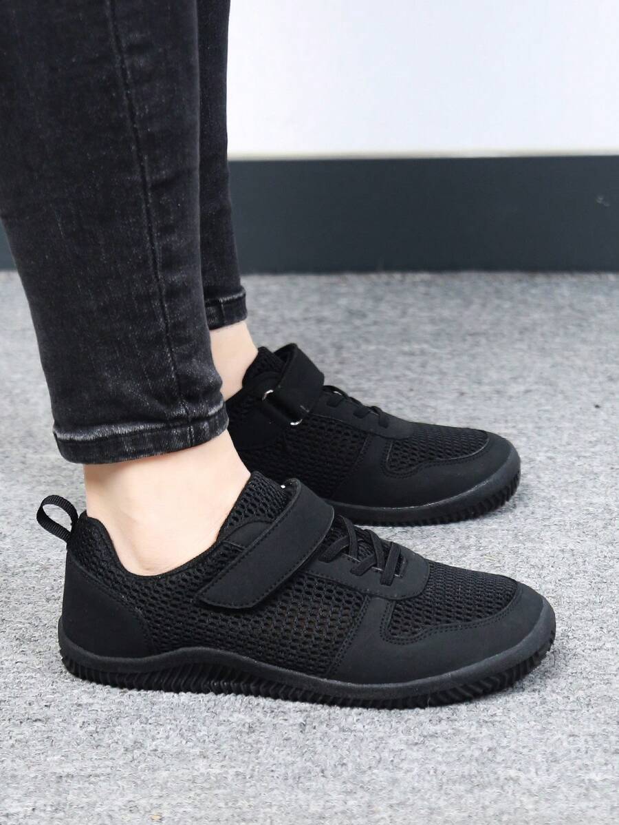 女款寬鬆透氣輕盈柔軟步行平底鞋 - 黑色 - 查看 1