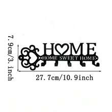 1pc Metal Letter Wall Mounted Keychain, Decorative Wall Hook For Home Use As Hat Rack Or Towel Hanger - Black - View 4