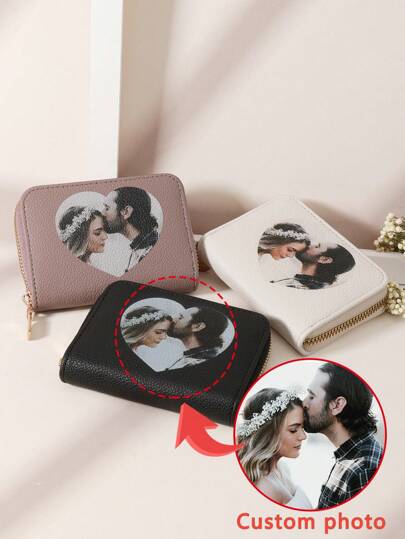 Cartera corta de moda para parejas con patrón de piel de cocodrilo personalizable y varias ranuras para tarjetas. Regalo perfecto para el Día de San Valentín, el Día de la Madre o cumpleaños.