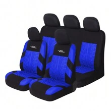 9PCS AUTOYOUTH Car Seat Covers Full Set, Front & Split Rear Bench For Car, 3D Tyre Print Automotive Interior Covers Embroidery, Airbag Compatible, Quick Setup Universal Fit Seat Covers For Car, Truck, SUV - Blue - View 1