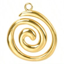 5pcs/Pack Simple Stainless Steel Geometric Round Spiral Decor DIY Jewelry Making Pendant, Necklace & Earring, 18K Gold Plated Vacuum Coating Silver Jewelry Making Accessory - S1130 - View 10
