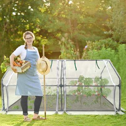 LILIIN filmväxthus för tomater med vattentät skyddsfilm/med skuggnät/med skyddsfilm grön/svart/vit 180 x 90 x 90 cm tomatväxthus, 2 rulldörrar, växthus för trädgårdsbalkong