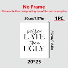 1 pieza con marco terminado, cartel de lienzo, cartel feo impreso que dice 'talla grande vale tarde que nunca', arte de pared para sala de estar impreso, decoración de pared para dormitorio, decoración de hogar para habitaciones - Multicolor - Ver 15