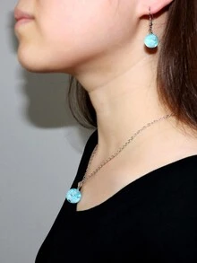 Conjunto elegante de collar y aretes de cielo azul y nubes blancas para mujeres - Collar+pendientes - Ver 9