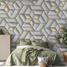 ucdfi 1入組3D鑽石幾何圖案壁紙，自粘式PVC接觸紙，易於拆卸和粘貼，非常適合家居牆面裝飾，防污，寬 17.71 英寸 x 長 393.7 英寸 - 灰色 - 查看 5