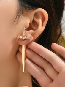 1pair Fashionable Gothic Front Back Crossed Swords Shaped Earrings - Sword - View 12
