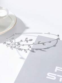 1 pieza Diadema completa de estrellas para mujeres con brillantes de imitación con diseño de hojas engastadas, accesorios para vestidos de noche, diadema para novia o boda y uso diario - Multicolor - Ver 10