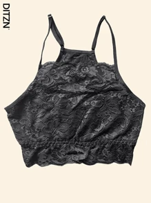 DITZN Camisola de encaje para mujer, camiseta interior de moda con top de doble tirante para la espalda descubierta