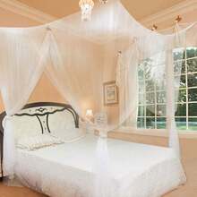 4 Corners Post Bed Canopy Curtain Mosquito Net Or Frame Single Double King,Mosquito Net,Four Corner Mosquito Net,Which Is Good For Keeping All The Terrible And Annoying Flying Bugs/Mosquitoes/Insects Aways. - Beige - View 3