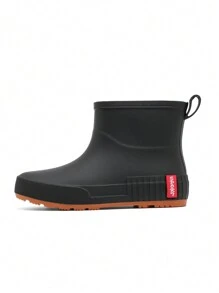 1 par de botas de lluvia cortas antideslizantes de unicolor para mujer, con estilo deportivo, impermeables para excursiones al aire libre, ligeras y fashionables zapatillas de agua