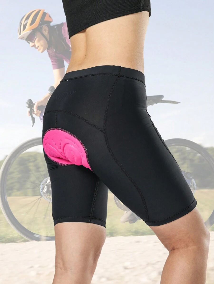 Shorts de ciclismo para mujeres ajustados con acolchado 3D para fitness y ejercicio - Negro - Ver 1