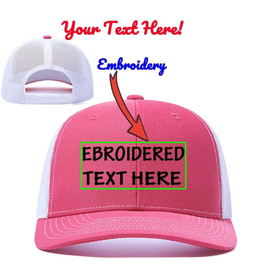 GINPAI Gorras de camionero bordadas con nombre y texto personalizado para hombres y mujeres, gorra de malla ajustable snapback ideal para exteriores, gorra de béisbol
