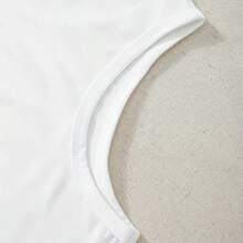 WHITE CROP TOP WITH SKELETON DOG DESIGN, SLEEVELESS, ROUND CURLY, CASUAL GYM T-SHIRT