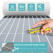 1入組船用EVA海洋墊，游艇甲板14.96" x 94.48"(38cm x 240cm)，自粘式地板，防水且防滑，適用於戶外游艇、皮艇、噴氣式滑雪板、露營車滑板、跳板，游泳池，花園等 - 38x240CM - 淺灰色加白色接縫 - 查看 3