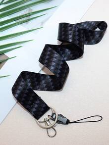 1 pièce Porte-clés lanière à carreaux noirs et blancs pour enseignant pour tenir son badge et clés, joli tour de cou géométrique à triangles pour carte de crédit, passeport, téléphone et accessoires charmants, avec un anneau en métal. D'excellents cadeaux pour les enseignants, étudiants et le personnel.