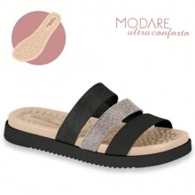 Papete Modare Original Flat Sandal Papete Flat Feminina Strass Flat - Black - View 1