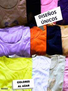 Kit de 2 pzas de playera para dama unitalla, colores al azar - Multicolor - Ver 4
