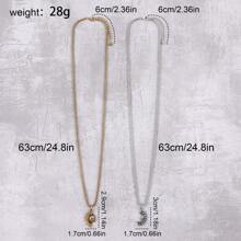 2pcs/set Men Sun & Moon Pendant Necklace