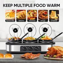4.5 QT Electric Small Slow Cookers Portable Crock Pot 1.5 Quart Triple Slow Cooker For Buffet Kitchen - 銀色 - 查看 6