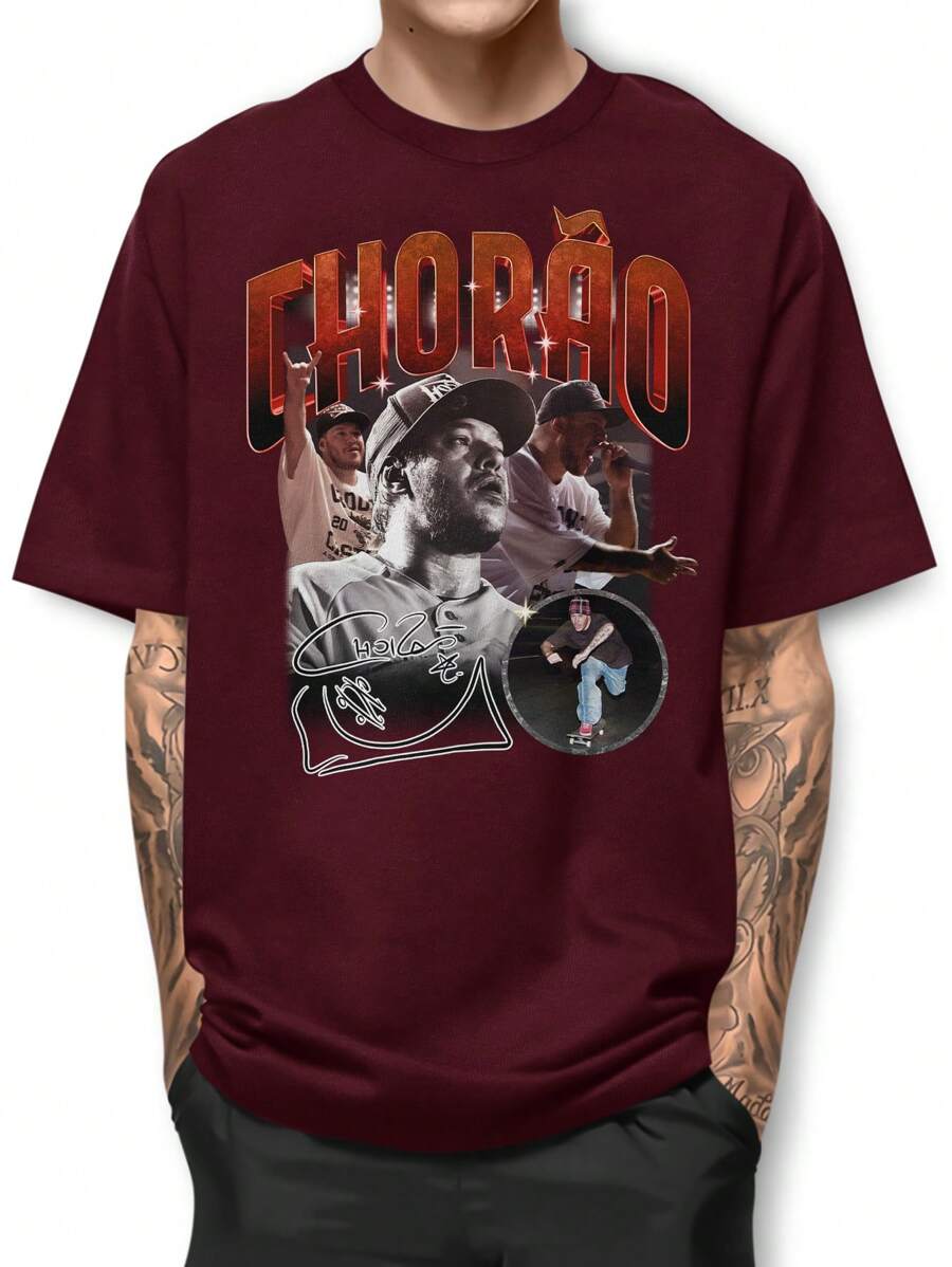 Men T-Shirts - 酒紅色 - 查看 1