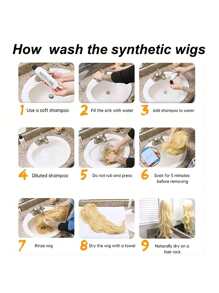 女士假髮26英寸長直髮酒紅色合成髮帶劉海熱可塑髮型逼真女士萬聖節角色扮演假髮 - 酒紅色 - 查看 9