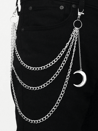 1pc Moon Pendant Waist Chain, Punk Style Accessory For Women's Skirt/ S Halloween Fall, Autumn, Halloween