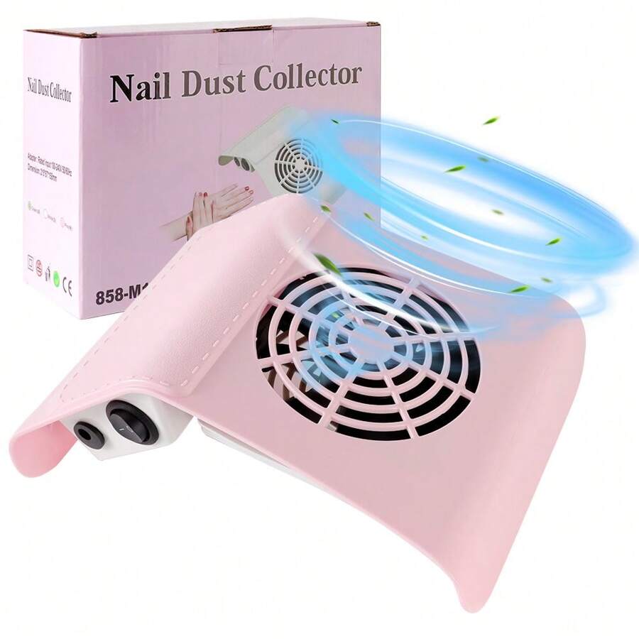 美甲粉尘收集器，适用于亚克力美甲粉尘收集器、美甲粉尘风扇、美甲清洁设备 - 大功率粉尘收集器，带美甲扶手垫 - 粉色 - 查看 1