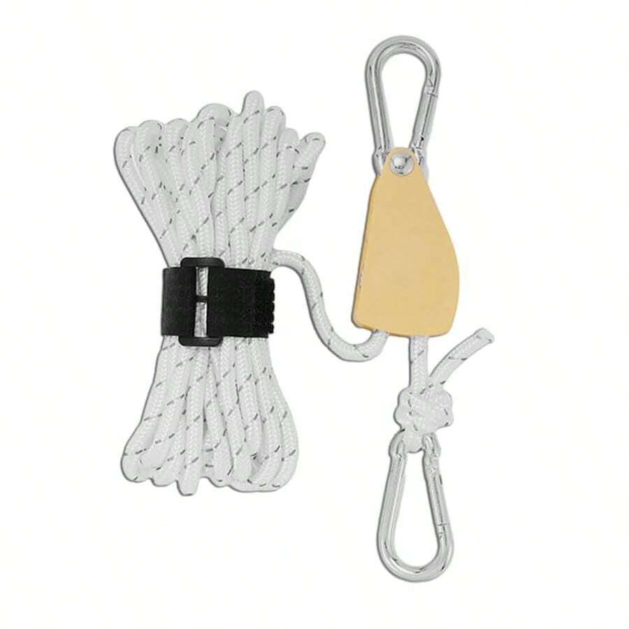 (5M) Dây cắm trại có ròng rọc, Dây cắm trại phản quang, Dây buộc lều có thể tái sử dụng có móc treo, Dây dẫn hướng lều có bộ điều chỉnh, Thích hợp cho những người đam mê cắm trại dưới bóng râm, Lều, Đi bộ đường dài, Chèo thuyền kayak - trắng - Xem 1