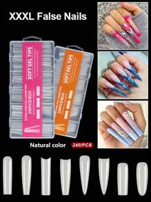 240 piezas/10 sets de uñas postizas acrílicas plegables de larga duración con pegamento para uñas, fáciles de aplicar, adecuadas para diseño de uñas de bricolaje en casa y en salones de uñas - Blanco - Ver 3