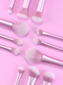 12支粉色透明手柄多功能化妆刷套装 - 包含散粉刷、腮红刷、粉底刷、眼影刷、遮瑕刷 + 圆形和楔形化妆海绵，适合初学者，化妆刷套装，化妆刷套装，化妆刷套装，全套化妆刷，化妆刷套装，全套化妆套装，化妆刷套装，化妆刷套装，化妆礼盒，套装，赠品，专业化妆刷，全套化妆刷 - 粉色 - 查看 8