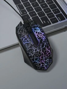 Wired Gaming Mouse With Light Up Cracks, Compatible With Desktop For Business & Office, Also Suitable For Laptops & Tablets