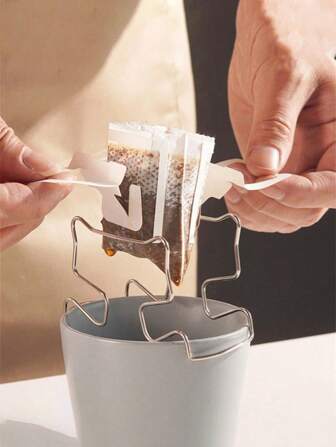 1 件 Watchget 挂耳式滴滤咖啡袋支架便携式咖啡滤纸袋挂耳式滴滤架不锈钢滴滤椅方便倒咖啡学校用品返校