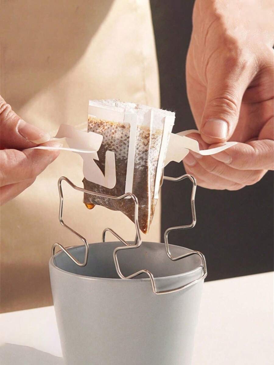 1 buah Watchget Ear-Hanging Drip Coffee Bag Holder, Dudukan Kantong Kopi Portabel, Rak Kopi Tetes Stainless Steel, Praktis untuk Kopi Tuang, Perlengkapan Penting untuk Kembali ke Sekolah