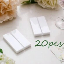 20pcs Acrylic Place Card Holders Transparent With Slots, Table Display, Wedding Signage Holders, Digital Photos Office Menu Conference, Black Card Stands, White & Transparent