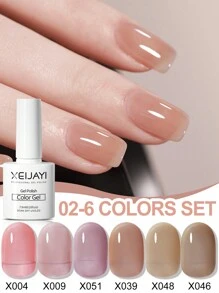 XEIJAYI 1支装 7.3毫升 凝胶指甲油入门套装 6色 黑色 白色 粉色 绿色 可卸除免擦拭凝胶指甲油套装 适合所有季节