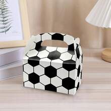 10pcs Soccer Cartoon Party Favors Candy Boxes Chocolate Packaging Paper Cartoon Box, Creative Sports Party Souvenirs - Black and White - View 3